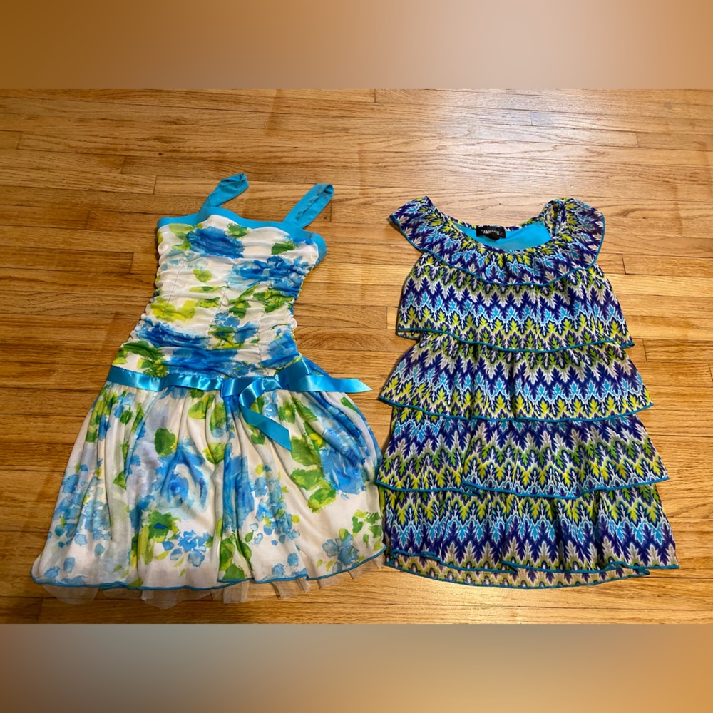 Amy Byer Girl 8 Floral and Patterned Layered Dresses Set Sleeveless Summer